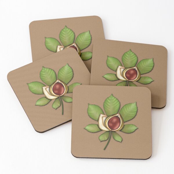 Item preview, Chestnut with shell and leaf botanical illustration designed and sold by Milamara.