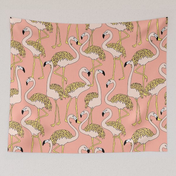 Artikelvorschau, Pfirsich-Flamingos entworfen und verkauft von TotallyRetroArt.