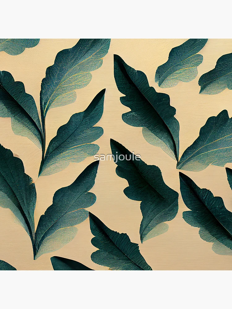Thumbnail 4 of 4, Clock, Repeating Leaf Pattern designed and sold by samjoule.