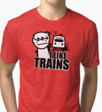 ASDF T-Shirt I Like Trains Tri-blend T-Shirt