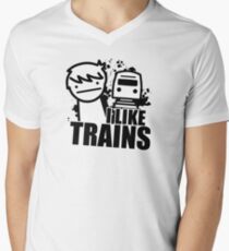ASDF T-Shirt I Like Trains Men's V-Neck T-Shirt