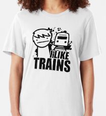 ASDF T-Shirt I Like Trains Slim Fit T-Shirt