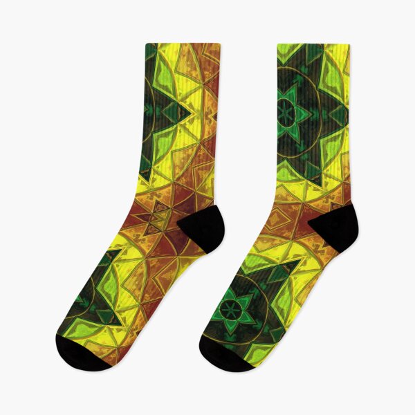 Item preview, Mosaic Kaleidoscope Flower Green and Yellow designed and sold by WormholeOrbital.