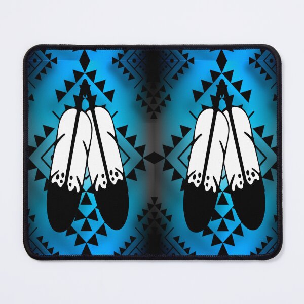 Item preview, Sky Blue / Grey Gradient / Black Double Feather Native Print designed and sold by JMWCD.