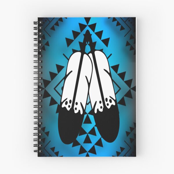 Item preview, Sky Blue / Grey Gradient / Black Double Feather Native Print designed and sold by JMWCD.