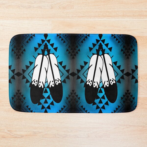 Item preview, Sky Blue / Grey Gradient / Black Double Feather Native Print designed and sold by JMWCD.