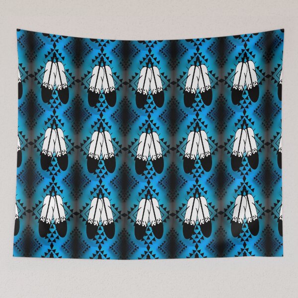 Item preview, Sky Blue / Grey Gradient / Black Double Feather Native Print designed and sold by JMWCD.