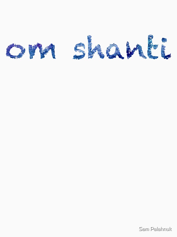 Om Shanti sticker: abstract navy blue pattern, chalky font by sampalahnukart