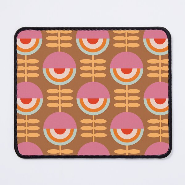 Item preview, lazy retro flowers on tangelo brown | seamless repeat pattern designed and sold by colorofmagic.