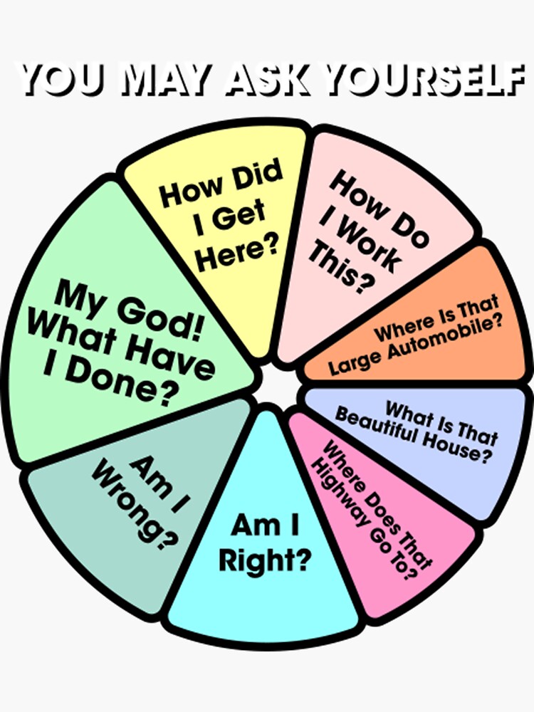 you-may-ask-yourself-once-in-a-lifetime-pie-chart-sticker-for-sale