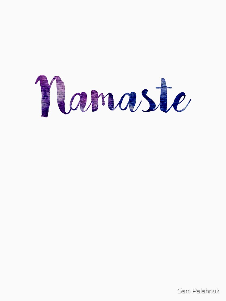 Namaste sticker: dark purple and blue cursive by sampalahnukart