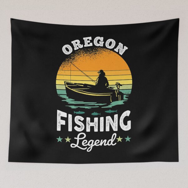 Item preview, Oregon Fishing Legend Retro Sunset Fisher designed and sold by SyiKey.