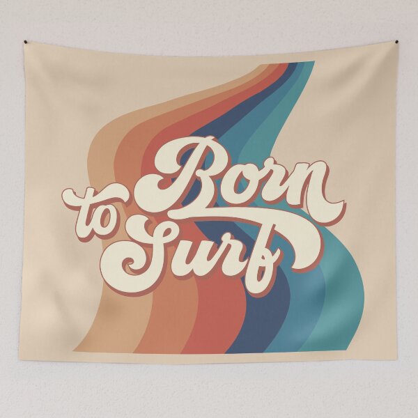 Item preview, Born to surf | retro rainbow sunset design designed and sold by MamSelle.