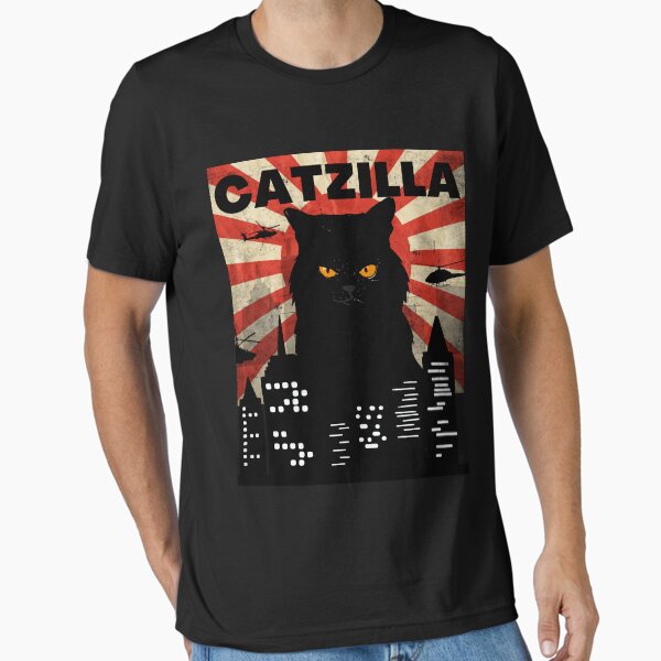 Vista previa del artículo con la obra «MEME DE MONSTRUO DE GATO VINTAGE DIVERTIDO LLAMADO "CATZILLA" PARA HALLOWEEN», diseñado y vendido por VINASU.