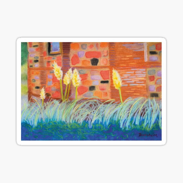 Pampas Grass Landscape Stone Building Nature Art Pastels Sticker