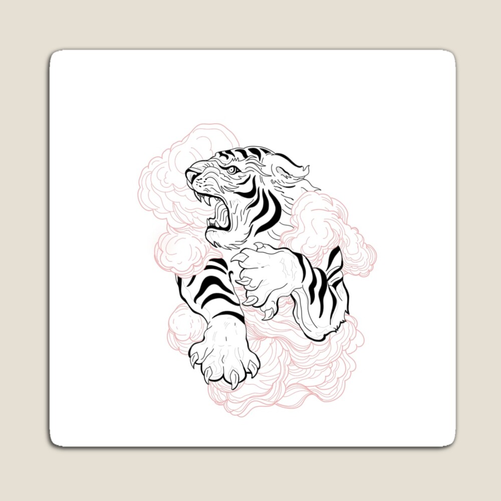 Crouching tiger line art tattoo on white Vector Image