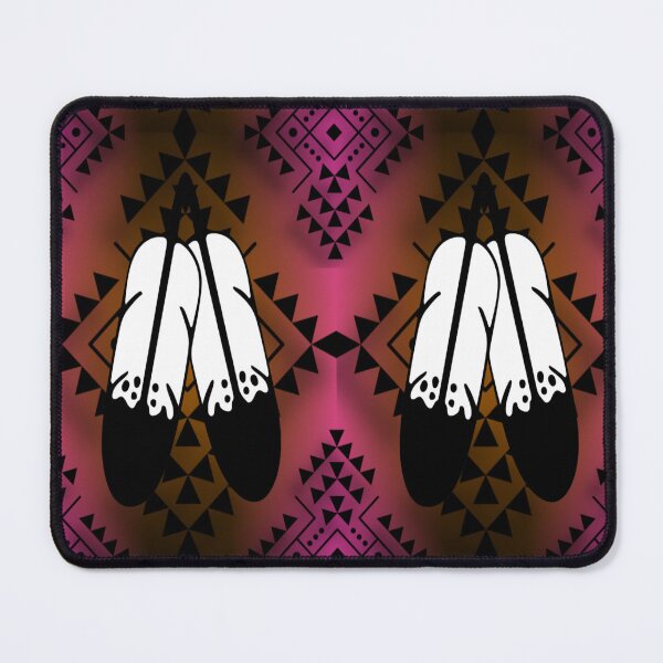 Item preview, Pink / Brown  Gradient / Black Double Feather Native Print designed and sold by JMWCD.