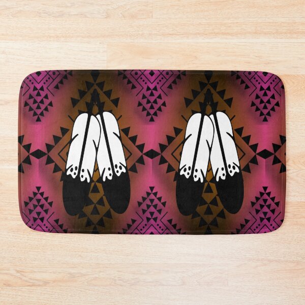Item preview, Pink / Brown  Gradient / Black Double Feather Native Print designed and sold by JMWCD.