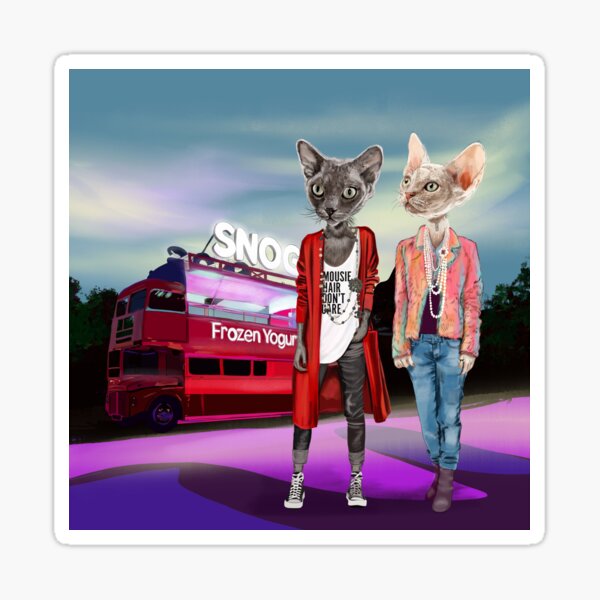 Snog Lady Cats Sticker