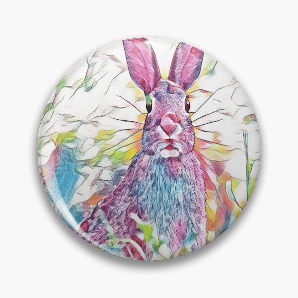 Artikelvorschau, Mehrfarbiger Wildhase in stilisierten Pastelltönen entworfen und verkauft von McThingummy.