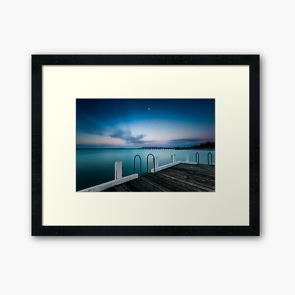 Pink twilight over Rye Pier Framed Art Print