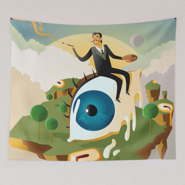 Item preview, great surrealism painter on big floating eye in island with clocks designed and sold by matintheworld ( delcarmat ).