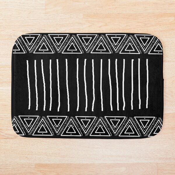 Item preview, Boho striped Black and white bathroom rug  designed and sold by BathHeaven.