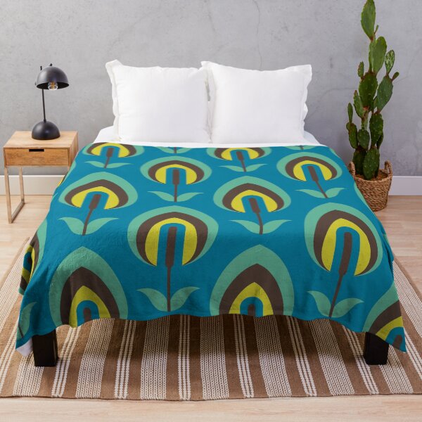 Item preview, Blue Retro Flowers designed and sold by Carolina Diaz.