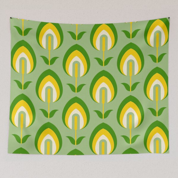Item preview, Green Retro Flowers designed and sold by Carolina Diaz.