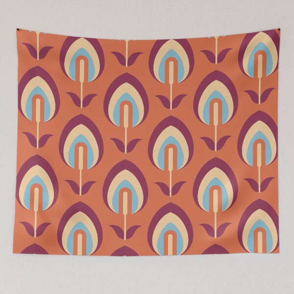 Item preview, Orange Retro Flowers designed and sold by Carolina Diaz.