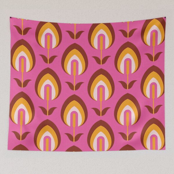 Item preview, Pink Retro Flowers designed and sold by Carolina Diaz.