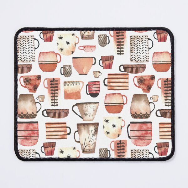 Item preview, Watercolor coffee/tea cups in warm neutral colors//pattern designed and sold by Carrot Faery Art.