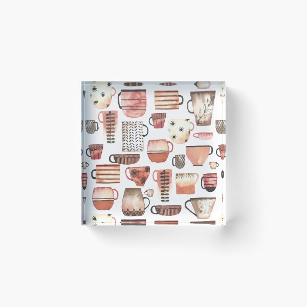 Item preview, Watercolor coffee/tea cups in warm neutral colors//pattern designed and sold by Carrot Faery Art.