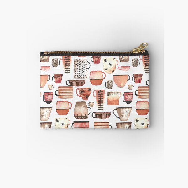 Item preview, Watercolor coffee/tea cups in warm neutral colors//pattern designed and sold by Carrot Faery Art.