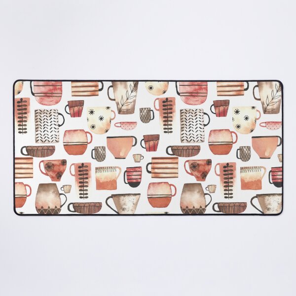 Item preview, Watercolor coffee/tea cups in warm neutral colors//pattern designed and sold by Carrot Faery Art.