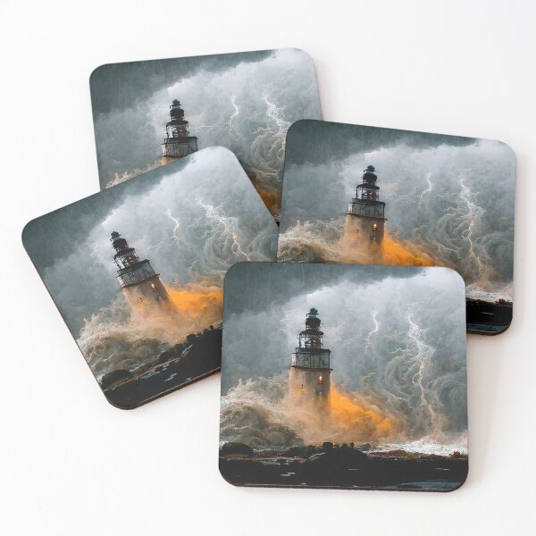 Item preview,  Lighthouse during a thunderstorm on a stormy night designed and sold by ThunderSlayer.