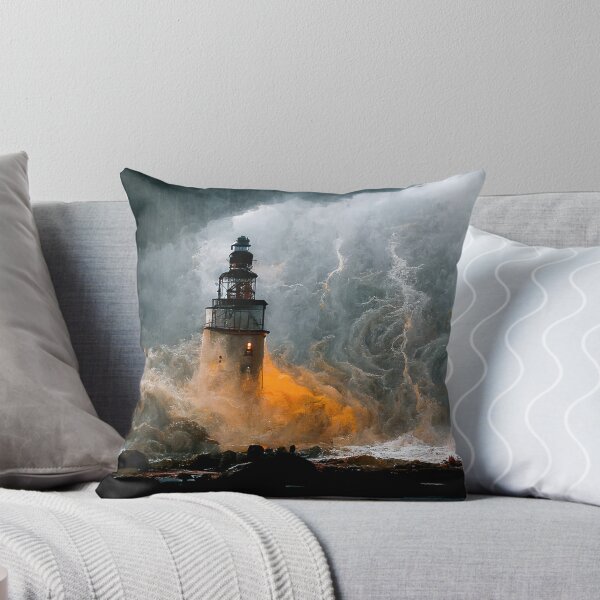 Item preview,  Lighthouse during a thunderstorm on a stormy night designed and sold by ThunderSlayer.