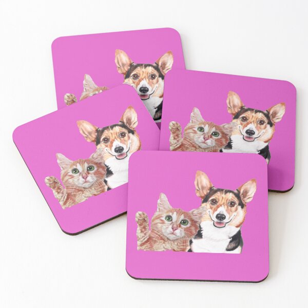 Item preview, A collage of a dog with a waving Cat designed and sold by daveand65.