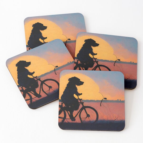 Item preview, Dog Riding a Bike at Sunset designed and sold by NoVaDesignsReal.