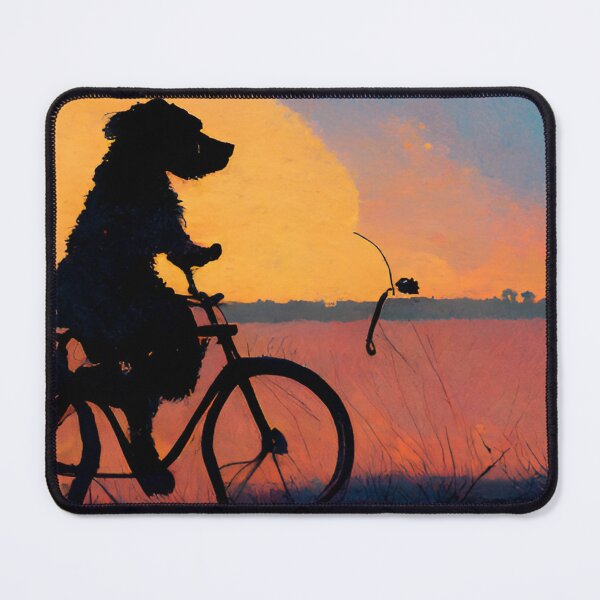 Item preview, Dog Riding a Bike at Sunset designed and sold by NoVaDesignsReal.