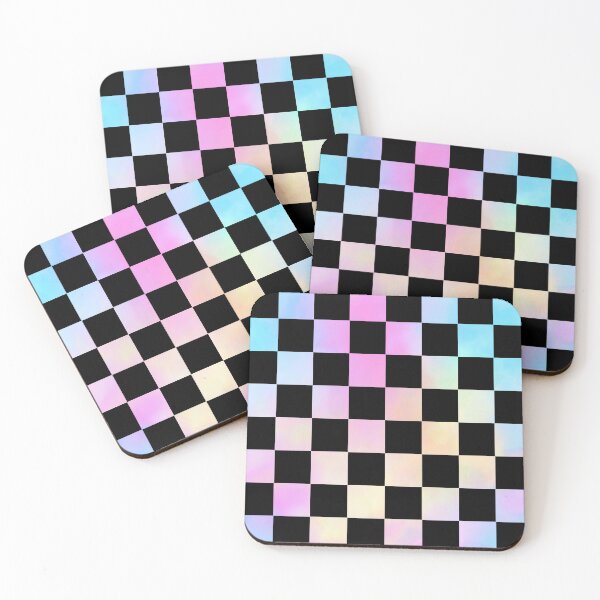Item preview, Pastel Rainbow Checker Pattern Black designed and sold by Julie Erin Designs.