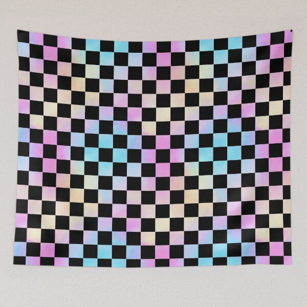 Artikelvorschau, Pastell Regenbogen Checker Muster Schwarz entworfen und verkauft von Julie Erin Designs.