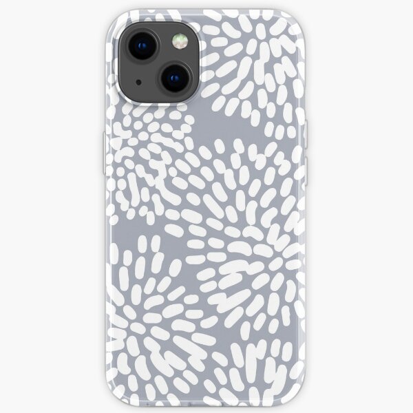 Grey and White Abstract Firework Flowers iPhone Soft Case
