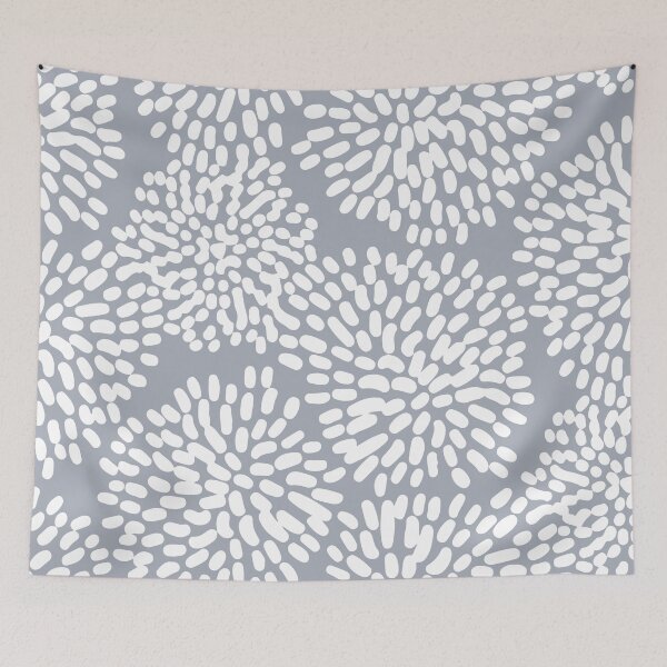 Item preview, Grey and White Abstract Firework Flowers designed and sold by Elizabeth  Karlson.