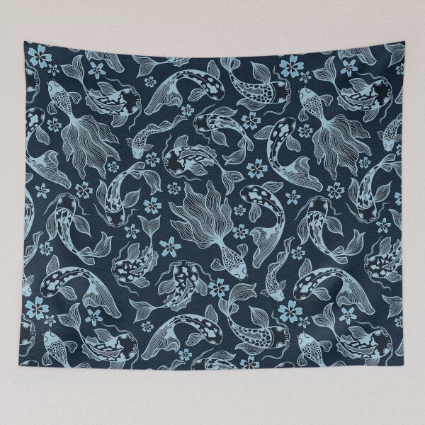 Item preview, Japanese Blue Koi Fish Pattern Design - Koi Fish Patterns designed and sold by antevasinart.