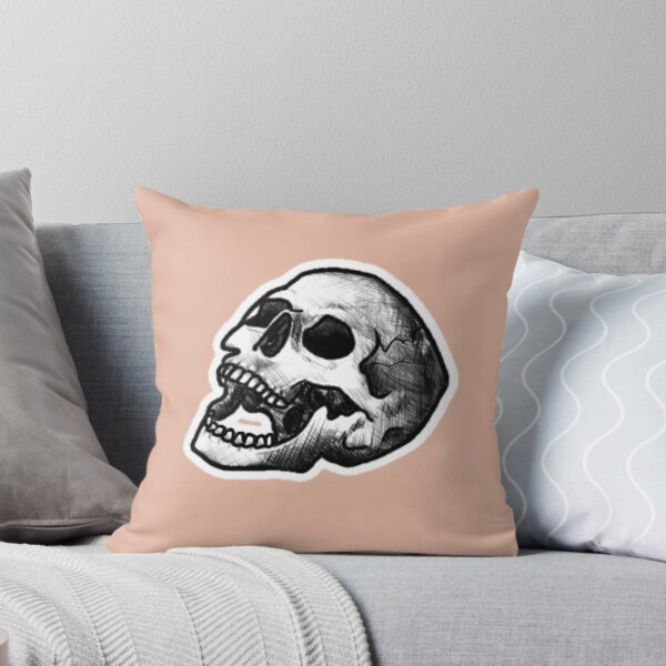 Item preview, Peach background white-bordered laughing skull  designed and sold by AngelikaLau.
