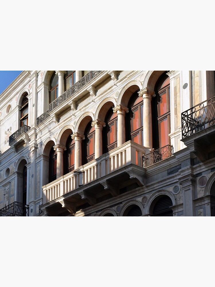 Classical Italian marble building facade with columns arches and balcony Art Board Print