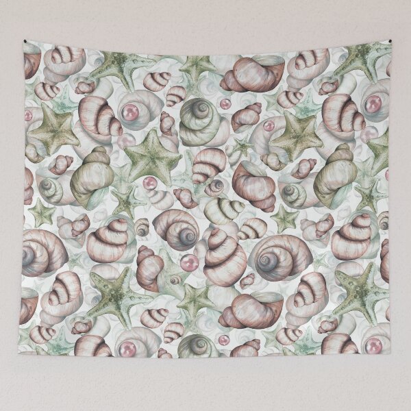 Item preview, Watercolor Seashell Pattern Design - Seashell Patterns designed and sold by antevasinart.