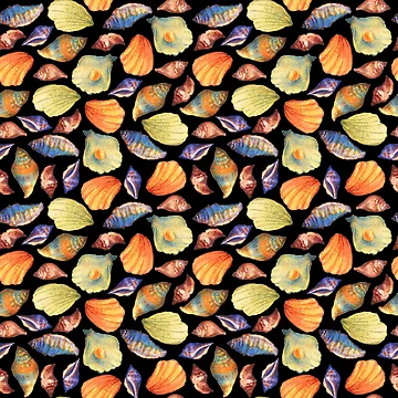 Artwork thumbnail, Colorful Seashell Pattern Design - SeaShell Patterns by antevasinart