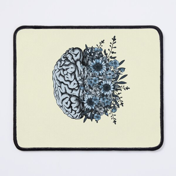 Item preview, Blue Brain and flowers sunflowers, Positivity, creativity, right hemisphere brain, health, Mental,  designed and sold by Collagedream.